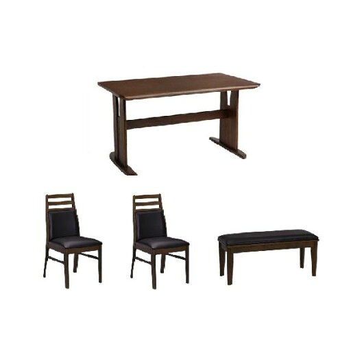 ダイニング 4点セット 【ダークブラウン】 ダイニングテーブル1台&肘なしチェア×2脚&ベンチ×1脚セット テーブル:幅135cm 木製 (代引不可) ダイニング 4点セット 【ダークブラウン】 ダイニングテーブル1台&肘なしチェア×2脚&ベンチ×1脚セット テーブル:幅135cm 木製 (代引不可)