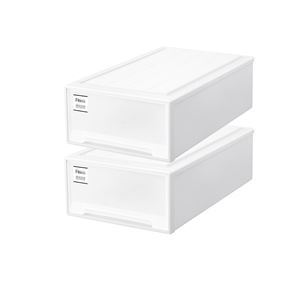 衣類収納/収納ケース 【ロングL ホワイト 2個組】 幅44cm キャスター対応 『天馬 Fits フィッツケース』 (代引不可)