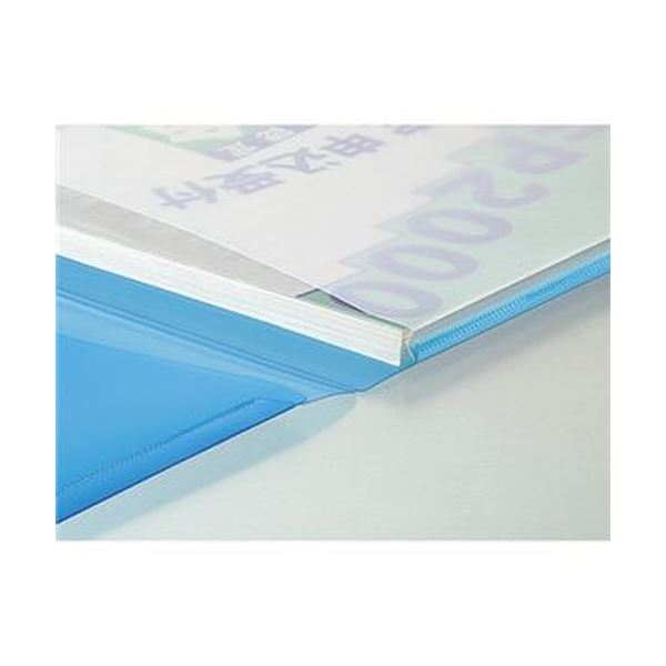 （まとめ）コクヨ クリヤーホルダー（2ポケットエンベロープワイド）A4 マチ付 ライトブルー フ-5771LB 1セット（5枚）【×20セット】