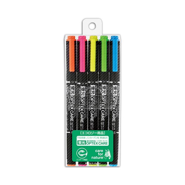（まとめ） ゼブラ 蛍光オプテックスケア5色（各色1本） WKCR1-5C 1パック 【×10セット】 (代引不可)