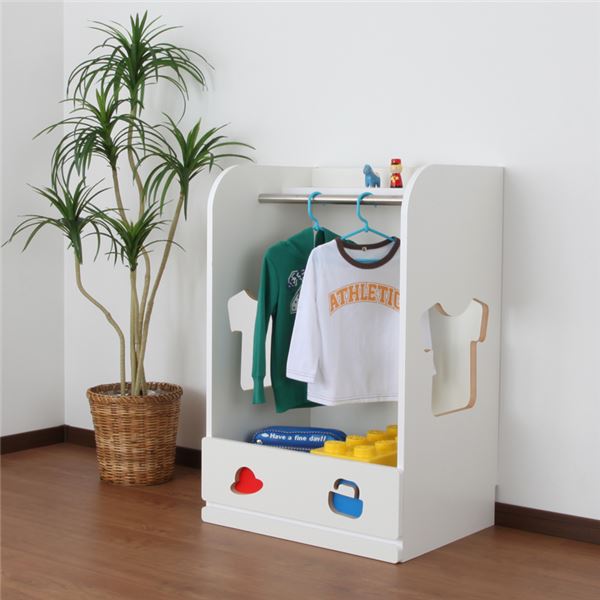 子供用 洋服掛け/衣類収納 【男の子用】 幅59.0cm 日本製 耐久性 防汚性 『おかたづけしたくなるハンガーラック』 【完成品】 (代引不可) [2]