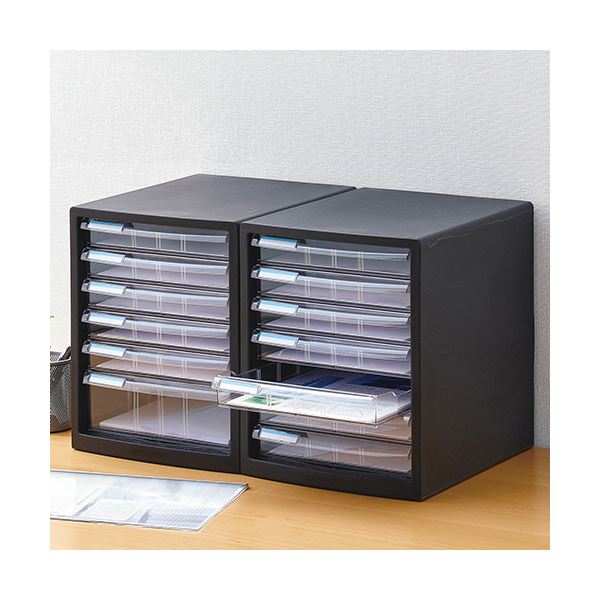 ナカバヤシ レターケース A4タテ浅3段・深2段 ブラック A4E-SC5B 1台 2