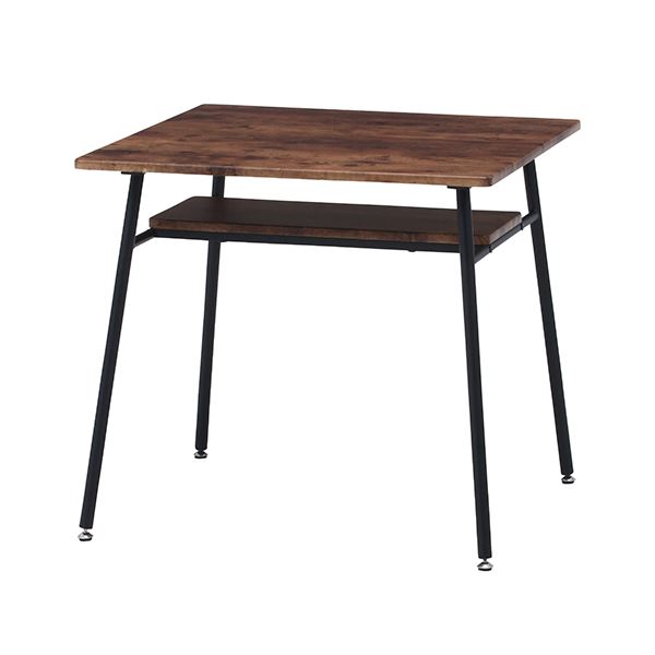 モダン ダイニングテーブル/リビングテーブル 【75cm×75cm】 正方形 スチール 棚付き 【組立品】【代引不可】