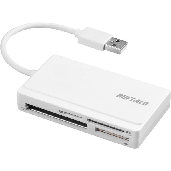 バッファロー USB2.0 マルチカードリーダー ケーブル収納モデル ホワイト BSCR300U2WH (代引不可)