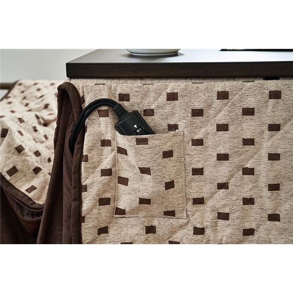 ハイタイプ用薄掛け こたつ布団 【幅90cm×奥行90cm】 綿混 リモコン用ポケット付き 『トルタFH90』 〔リビング〕 (代引不可) [3]