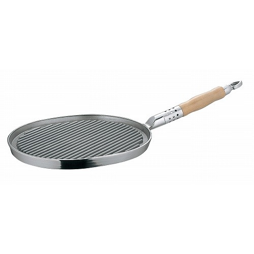 ■商品説明●深溝が斜めに切ってある為、ステーキに網目を付けるのに2枚らくらく載せられ、180°回転させて裏表を焼くだけで誰でも簡単に網焼きステーキが作れ、効率的です。■直径・サイズ265×245■深さ深さ：15■重さ1.7kg■容量【代引き...