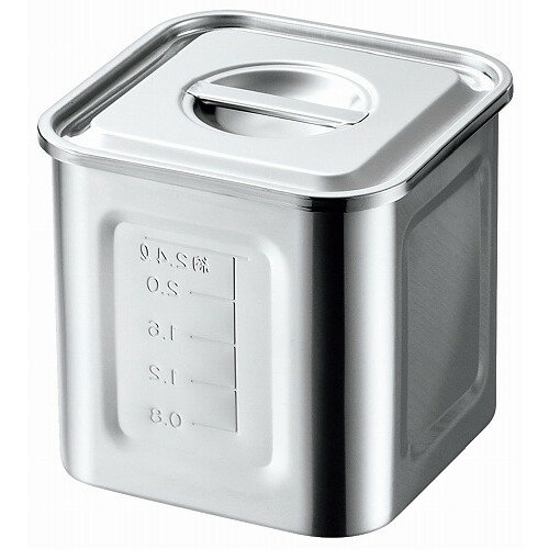 18-8 目盛付 角型キッチンポット 18cm 手無(代引不可)【送料無料】