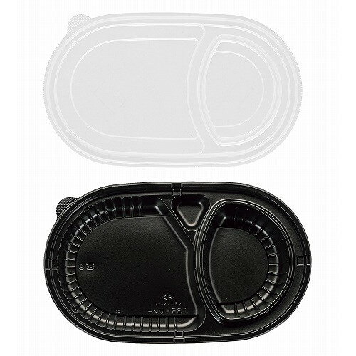 夢彩ごぜん TSR-カレー容器(50枚入)本体・蓋セット 黒(代引不可)【送料無料】