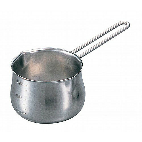 18-8 ミルクパン(目盛付)13.8cm 1.3L ワイヤーハンドル(代引不可)【送料無料】