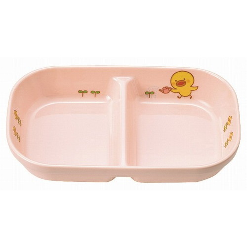 メラミン 子供食器 ひよこぐみ 角二ツ仕切皿 小 ピンク J31HIP(代引不可)
