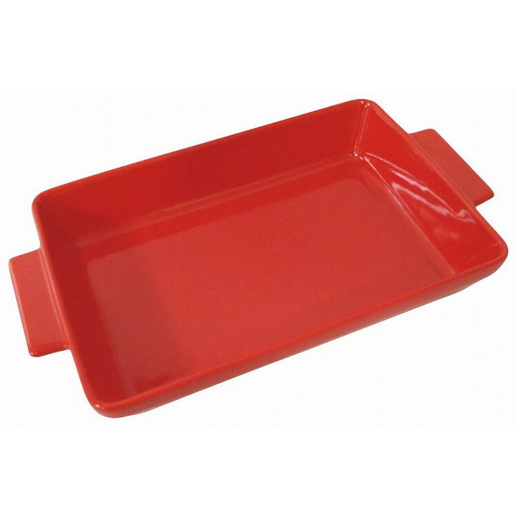 角手付きベーカーL レッド 295×175×H40mm オーブンウェア グラタン皿(代引不可)【送料無料】