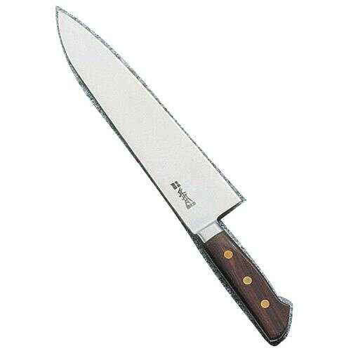 正本 最高級炭素鋼 洋出刃 27cm AMS79027 JANコード 4562208174847●サイズ(cm):27●全長(mm〉:410●重量(g):440●背厚(mm):4.8●材質：ブレード：炭素鋼、ハンドル：紫檀■正本 ここにプロの誇りがある、料理道を極めるプロに贈る。■不純物の少ない最高級炭素鋼を素材に、使い易さを全面に取り入れた調理師専用の決定版。■研ぎ易く切れ味主体の庖丁です。■※包丁の表示サイズは、すべて刃渡り寸法となっております。【送料について】北海道、沖縄、離島は送料を頂きます。