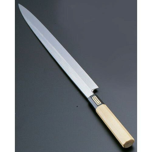 遠藤商事 SA佐文 本焼鏡面仕上 柳刃 木製サヤ 27cm ASB51027 JANコード 4905001016851●サイズ(cm):27●全長(mm):415●重量(g):175●背厚(mm):4.0●材質：白金鋼■SA 佐文 本焼 鏡面仕上 玉白鋼全鋼で低温鍛造(650~800℃)での製造ですから、ハガネ本来の切れ味、ねばりが作り出せます。■鏡面は庖丁の美しさを引き出し、錆にくくしております。■柄は手になじむ八角仕上げになっています。■※鏡面は油拭きをしないでください。■※このページの庖丁の表示サイズは、マチ付庖丁は刃先からマチまで、 マチなし庖丁は刃渡り寸法となっております。【送料について】北海道、沖縄、離島は送料を頂きます。【クレジットカードご利用について】※ご注文の際にお客様の本人確認（電話/メール確認等）をお願いする場合がございます。