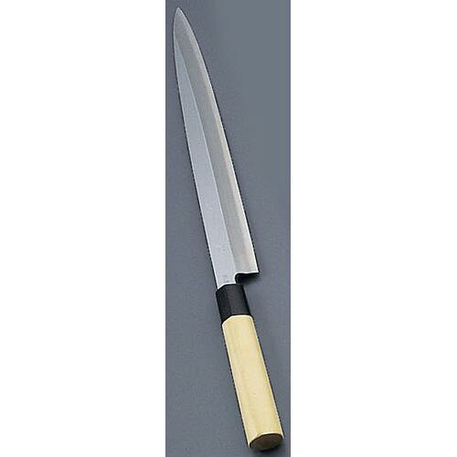 堺寛光 匠練銀三 刺身（片刃） 30cm 37554 AZT3204 JANコード 4974158375548●サイズ(cm):30●メーカー品番:37554●全長(mm):450●重量(g):215●背厚(mm):4.0●材質：刃身:銀三鋼、柄部:水牛柄■堺實光 匠練銀三(銀三鋼)■炭素系(青鋼、白鋼など)の庖丁の切れ味を持った錆に強いステンレス鋼です。■和庖丁なのに錆びにくいので、メンテナンスの容易な庖丁です。【送料について】北海道、沖縄、離島は送料を頂きます。