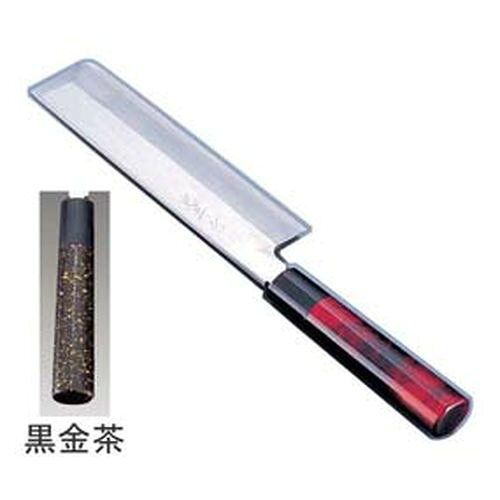 インテックカネキ 歌舞伎調和包丁 忠舟 薄刃 18cm 黒金茶 ATD0301 JANコード 4982913417815●サイズ(cm):18●全長(mm):325●重量(g):190●背厚(mm):4.0●模様:黒金茶●材質：刃材：安来白紙鋼(霞研）　柄：朴ノ木（焼付ウレタン仕上）　水牛桂付■歌舞伎調和庖丁「忠舟作」シリーズ 伝統の和の心・・・それは職人のこだわり日本伝統の塗師の巧みな技と美濃独自の美濃鞘塗り仕上で職人の心意気が伝わります。■焼付塗装を施された柄は見た目めも美しく、水の浸食を防ぎますので耐久性も向上します。■材質:刃物/白鋼 柄部/水牛桂柄付天然木(表面焼付ウレタン塗装仕上)■※水に浸したまま長時間置きますと塗装が痛む場合がございます。■※長くご使用いただけるようにお手入れは柔らかいスポンジ等で水洗いにして下さい。■※庖丁の表示サイズは、マチ包丁は刃先からマチまで、 マチなし包丁は刃渡り寸法となっております。【送料について】北海道、沖縄、離島は送料を頂きます。
