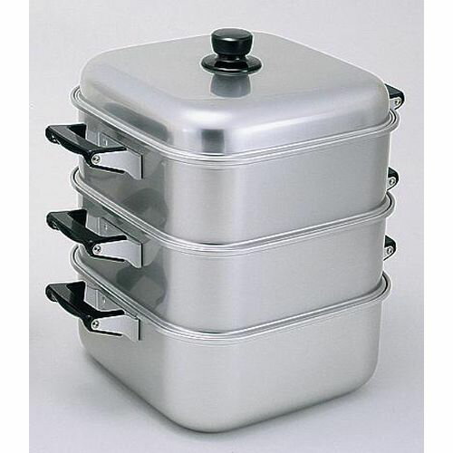 Ih/Gas Compatible - アカオアルミ アルマイト角型蒸器 36cm 二重 AMS71362【送料無料】