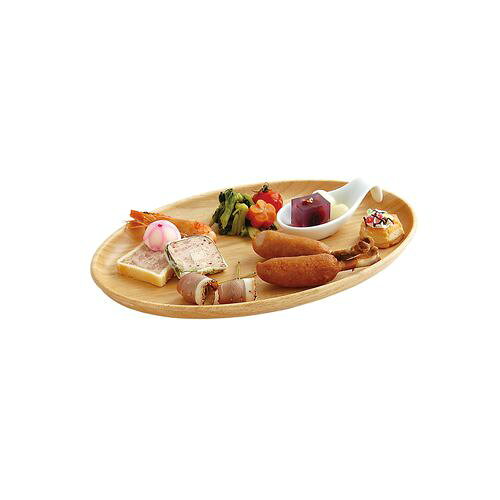 ヤマコー 木製カフェトレイ オーバル ナチュラル PKH0302 JANコード 4988484153794●カラー:ナチュラル●間口×奥行×高さ(mm):300×200×27●(内寸)間口×奥行×高さ(mm):285×185×15●材質：ラバーウッド■材質:天然木(ラバーウッド)ウレタン塗装■直接食べ物を盛り付けて、モーニングプレートや ビュッフェの取り皿など、幅広い用途で使用できます。【送料について】北海道、沖縄、離島は送料を頂きます。