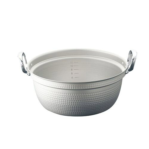 ホクア マイスター アルミ極厚円付鍋 （目盛付）42cm AEV03042 JANコード 4977449624462●サイズ表示(内径cm):42●外径×深さ(mm):440×170●容量(L):20.3●重量(kg):3.0●板厚(mm):3.0●材質：アルミニウム合金■アルミ製円付鍋■※電磁調理器には対応しておりません。■24cm~51cmは便利な目盛り付。【送料について】北海道、沖縄、離島は送料を頂きます。