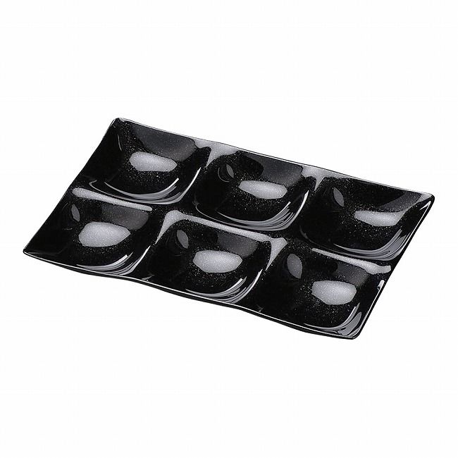 福井クラフト 長角6点プレート 黒銀パール [RBI1501]