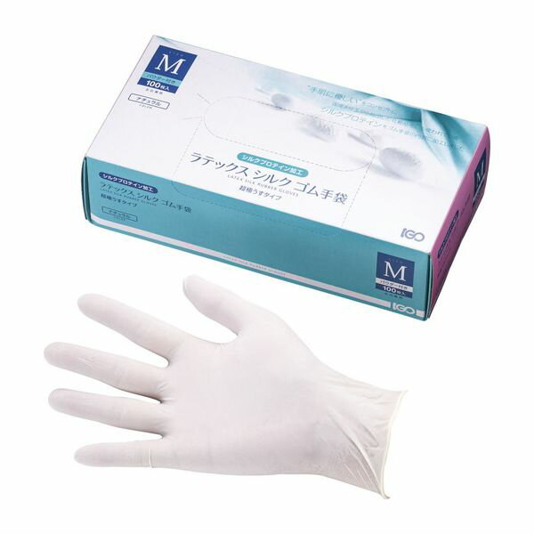 アイ・ジー・オー ラテックスシルクゴム手袋(粉付) M (100枚入)(代引不可)