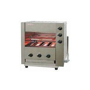 ●庫内寸法:460×445×H210●質量:36kg●付属品:串受ロストル×2本・焼網(340×360):1枚■仕様1時間●ガス消費量(kW):プロパン(kg/h):8.4(0.6):都市ガス13A(kcal/h):10.2(8800):ガス接続プロパンゴム管φ9.5mm都市ガス13Aゴム管φ13mm※LPガス・13Aのみとなります。多彩なメニューのファミリーレストランから居酒屋さん等、焼物のことなら同時両面焼きの「武蔵」におまかせ!●下火バーナーは固定式で焼網の高さの調整はレバー操作により誰でもカンタンに使え、プロの焼き上がりができます。●庫内の右と左で違った素材が同時に焼けます。●焼き網を変えたり、使い方しだいで様々な料理に対応。バーナーを縦に設置したことで焼き物の量により、バーナーを効果的に使用でき、「省エネ」で経済的なグリラーです。【代引きについて】こちらの商品は、代引きでの出荷は受け付けておりません。【送料について】北海道、沖縄、離島は送料を頂きます。