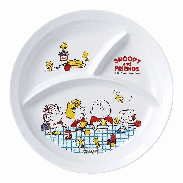 メラミンお子様食器「スヌーピー」 3ッ切ランチ皿(代引不可)