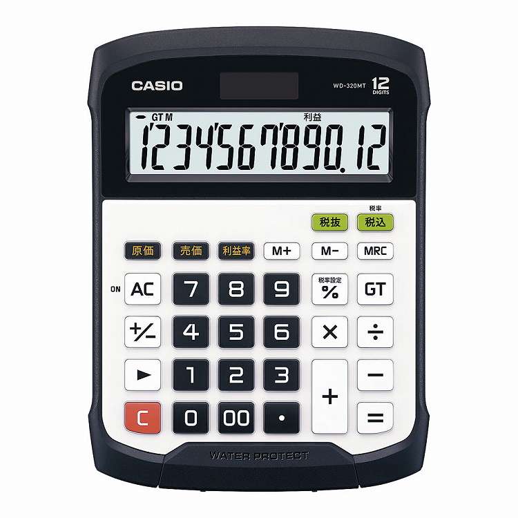カシオ 防水・防塵電卓(12桁) WD-320MT-N(代引不可)【送料無料】