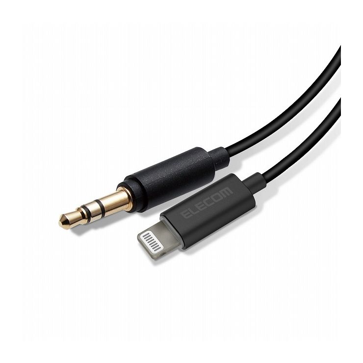 特長：iPhoneやiPadの音楽をスピーカーや車などで楽しめる。 iPhoneやiPadなどのLightningコネクタ搭載機器の音楽をスピーカーやカーステレオで再生するLightning-φ3.5変換AUXケーブル。　概要：■iPhoneやiPadなどのLightningコネクタ搭載機器と、スピーカーやコンポ、カーステレオ、Bluetooth(R)スピーカーφ3.5 AUX INポートを接続することで、手軽に音楽を楽しめるLightning-φ3.5変換AUXケーブルです。■目立たず配線や収納がしやすい、直径1.8mmのスリムケーブルです。■目立たず、スマートフォンや音楽プレーヤーのケースに干渉しにくいコンパクトなコネクタを採用しています。■厚みのあるケースなどを装着していても接続できるストレートプラグを採用しています。■信号劣化の少ないOFC99.99%(無酸素銅)ケーブルを採用しています。信号の歪みや伝送ロスを抑えることができ、キレのある音質を再現できます。■接触抵抗が小さく、経年劣化によるサビなどに強い金メッキ仕上げの端子です。■Appleの正規ライセンス「Made for iPhone/iPad」を取得した製品です。アップデートにも対応しているので、安心してお使いいただけます。■パウダーを混ぜた特殊光沢塗装で、高級感のある外観に仕上げています。　■対応機種：φ3.5mmステレオミニジャック搭載のスピーカー・ヘッドフォン・カーナビ・カーステレオおよびLightningコネクタ搭載のiPhone・iPad・iPodなど■コネクタ形状1：φ3.5mm 3極ミニプラグ(ストレート)■コネクタ形状2：Lightningオス(ストレート)■プラグメッキ仕様：金メッキ■カラー：ブラック■長さ：1.0m■環境配慮事項：EU RoHS指令準拠【代引きについて】こちらの商品は、代引きでの出荷は受け付けておりません。【送料について】北海道、沖縄、離島は送料を頂きます。