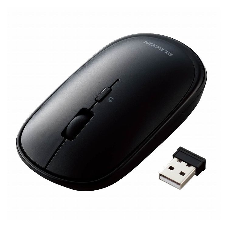 Optical Mouse - エレコム ワイヤレスマウス BlueLED 薄型 モバイルマウス 収納ポーチ付き 割り当て機能 レシーバー収納付 ブラック M-TM10DBBK(代引不可)