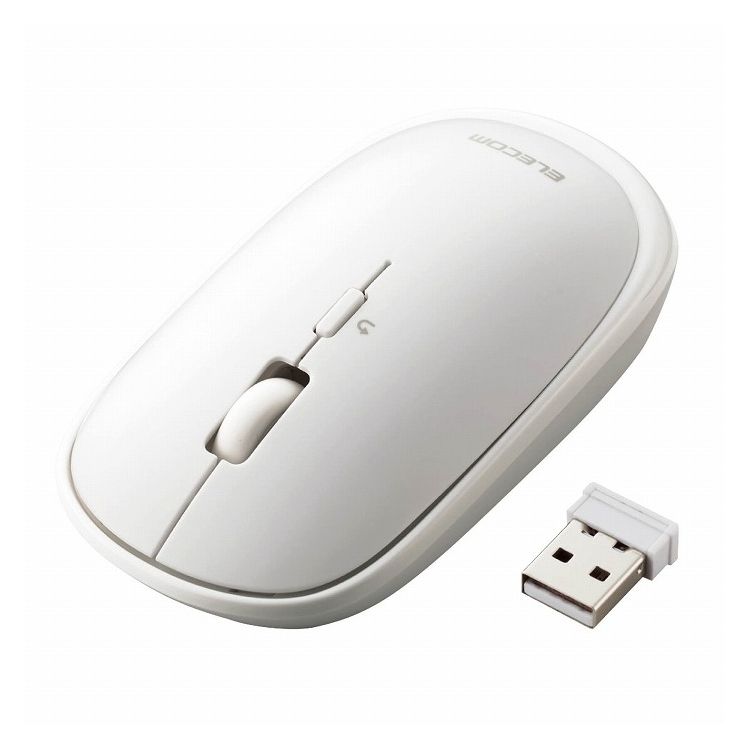 エレコム ワイヤレスマウス BlueLED 薄型 モバイルマウス 収納ポーチ付き 割り当て機能 レシーバー収納付 ホワイト M-TM10DBWH(代引不可)【送料無料】