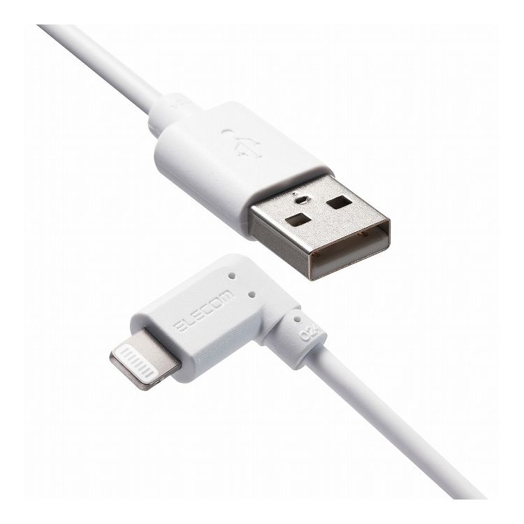 iPhoneケーブル iPadケーブル 抗菌 L型コネクタ USB-A 充電 データ転送 30cm ホワイト MPA-UALL03WH エレコム(代引不可)