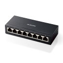 エレコム スイッチングハブ LAN ハブ 8ポート Giga対応 1000/100/10Mbps 金属筐体 AC電源 ファンレス 静音 省エネ機能 壁掛け設置対応 ブラック EHC-G08MA-B(代引不可)【送料無料】
