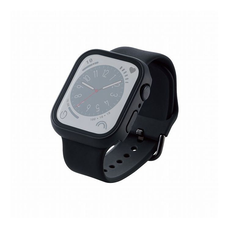 エレコム アップルウォッチ カバー Apple Watch Series 8 / 7 45mm フルカバー セラミックコート ゴリラガラス 全面保護 液晶 側面 耐衝撃 側面マット ブラック(代引不可)【送料無料】