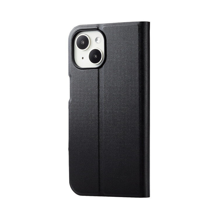 エレコム ELECOM iPhone 15 用 ケース レザー カバー 手帳型 マグネット フラップ 衝撃吸収 超軽量 薄型 スタンド機能付 カードケース機能付 UltraSlim ブラック PM-A23APLFUBK(代引不可)
