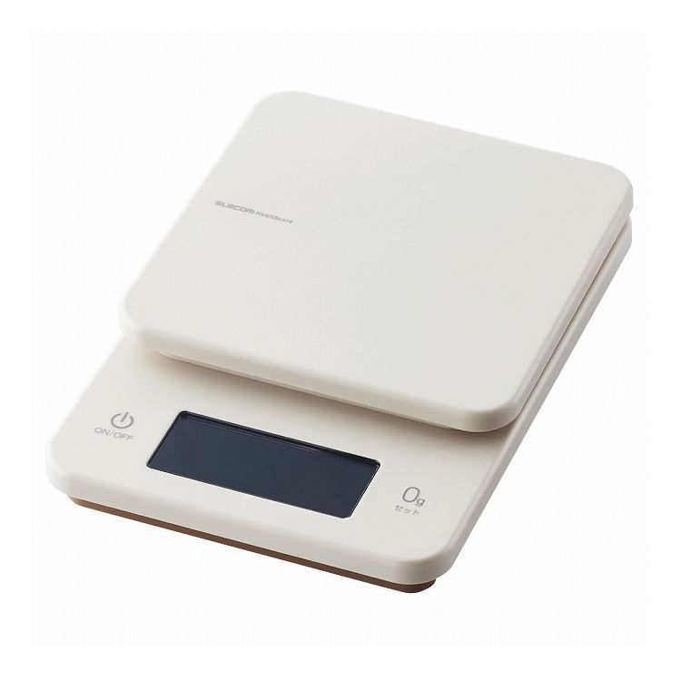 ELECOM キッチンスケール デジタルスケール 計量器 はかり 最大3kg 0.5g単位 バックライト付き アイボ..