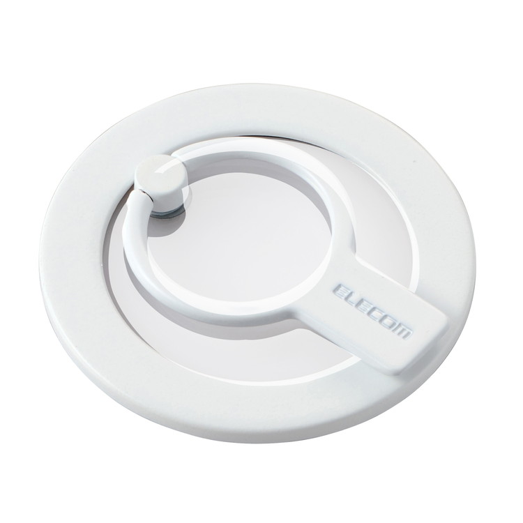 エレコム スマホリング マグネット 落下防止 リング 着脱可能 スマホスタンド機能 クリアパーツ 縦置き/横置き ワイヤレス充電可 電子決済対応 ホワイト ELECOM(代引不可)【送料無料】