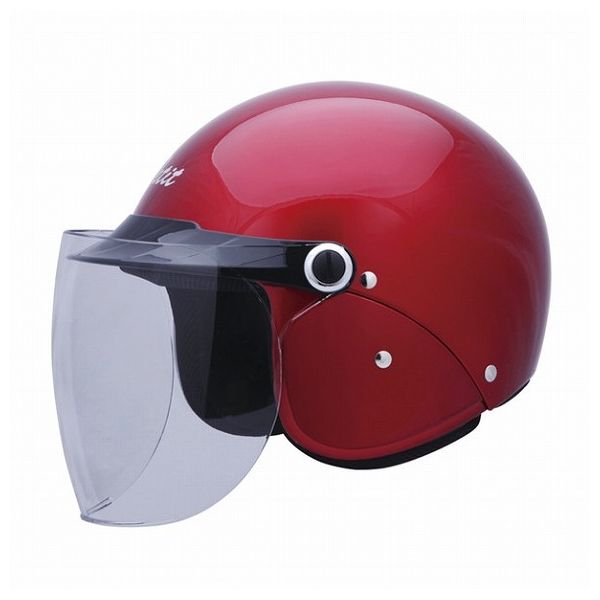 女性に人気の丸形デザインのセミジェットタイプヘルメットです。風対策に少し大きめのシールドを採用しており実用性に優れています。【送料について】北海道、沖縄、離島は送料を頂きます。LINKガンメタC・レッドシルバー