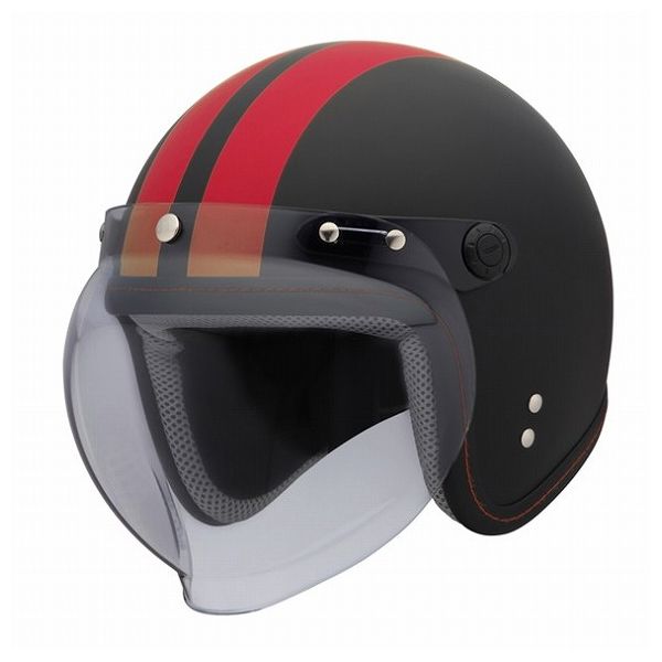 MATTEDスモールジェットヘルメット BK/レッド バイク ツーリング アウトドア 行楽 バイカー ライダー キャンプ ファミリー【送料無料】