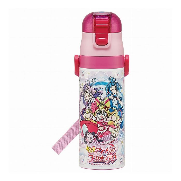【商品詳細】ワンプッシュオープンで、飲みたい時に"サッ"と飲めるステンレスボトル☆ネームプレート付きのショルダーベルト。真空二層構造なので、保冷効果が長持ち♪※火傷の恐れがありますので熱い飲み物を入れないでください。・ワンプッシュで簡単オープン・誤作動でキャップの開閉を防ぐロック機能付き・ダイレクトでそのまま飲めるキャップユニット・飲む時にキャップの戻りを防ぐロック設計・氷が入れやすい広口タイプ【商品サイズ】約 直径68mm×高さ230mm容量：470ml【品質表示】内びん、口がね：ステンレス鋼胴部：ステンレス鋼（アクリル塗装）キャップ：飽和ポリエステル（PET樹脂）フタ：ポリプロピレンパッキン：シリコーン底板：エラストマー樹脂保冷効力：8度以下（6時間）※電子レンジ、食洗機、乾燥機には使用しないでください。【送料について】北海道、沖縄、離島は送料を頂きます。LINK水筒 400ml 水筒 直飲み 470mlストロー ボトル 530ml