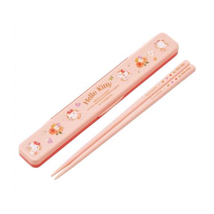 サンリオ sanrio ハローキティ パステル水彩花柄 箸 箸箱 セット カチカチ鳴らない ABC3 キャラクター ..