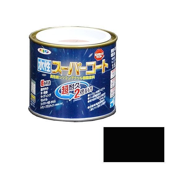 アサヒペン AP 水性スーパーコート 1/5L ツヤ消し黒
