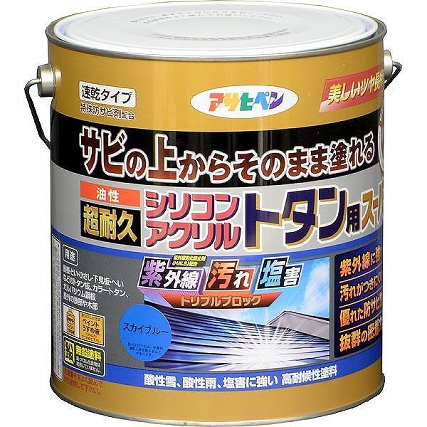 アサヒペン AP 油性超耐久シリコンアクリルトタン 3kg スカイブルー【送料無料】