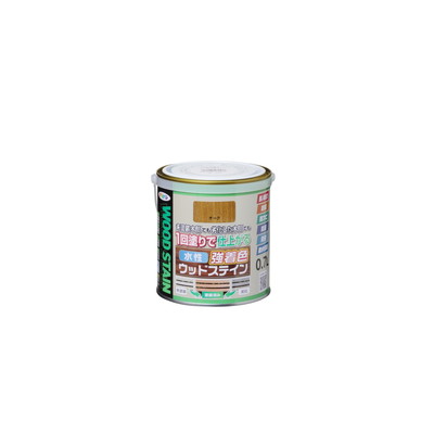 【商品説明】●隠ぺいが高く1回塗りで仕上がる水性・低臭タイプの木部専用塗料です。●木目を生かした美しいステイン仕上げができ、日光や雨に強く耐候性に優れています。●防腐・防カビ・防藻・防虫効果があり、長期間、木部を美しく保ちます。●撥水剤の配合により長期間撥水性を維持し、木部を保護します。●【用途】＜適した場所＞屋内外用、ラティス・トレリス・プランター・ウッドデッキなどのガーデン用木製品、家具・窓枠・幅木・ウッドクラフト・工作品などのインテリア木部・木製品（※古い木材や旧塗膜のある木材の場合は、必ず下地処理後に塗装して下さい。常時水のかかるところやいつも湿っているところ、また屋内の床面には適しません。）。＜標準塗り回数＞1回塗り。＜光沢＞ツヤ消し。＜塗膜の仕上がり＞半透明。●塗料タイプ：水性アクリルウレタンエマルション樹脂塗料●容量：0.7L●色：オーク●【塗り面積】＜1回塗り＞5.2〜7.2m2・タタミ ： 3.1〜4.3枚分、＜吸い込みが激しい面＞3.4〜4.8m2・タタミ ： 2.1〜2.9枚分●乾燥時間：夏期/約2時間、冬期/約3時間（塗り重ね時間の目安：夏期/1〜3時間、冬期/2〜4時間）●表示の用途以外には使用しないで下さい。塗料がすでに塗られている面や吸いこみがないプリント合板、化粧合板には塗れません。食器など直接食べ物と接触するところは塗らないで下さい。●犬小屋や鳥かご、その他ペットなどがなめたり、かじったりするような木部には塗らないで下さい。●均一になった塗料の見かけの色は、エマルション樹脂の影響で表示の色と異なって見えることがあります。表示の色は乾燥後の色です。●記載の乾燥時間は半硬化(指で軽くこすって跡がつかない状態)の時間です。●下地の種類によっては1回塗りでは仕上がらない場合があります。その場合には2回塗りして下さい。塗り重ねるときは、夏期は1〜3時間、冬期は2〜4時間乾かしてから塗って下さい。塗り重ねの間隔が長くなったり、降雨後に塗り重ねすると、塗る素材によっては塗料がはじく場合があります。この時には#600程度のサンドペーパーで表面を軽く研磨してから塗って下さい。●うすめ方：塗りにくいときは水(5%以内)でうすめて下さい。●用具の手入れ：使い終えたハケや用具は、塗料が乾かないうちに水かぬるま湯で洗ってください。●下地処理など：塗膜のハガレ防止のため以下の処理をして下さい。1. ゴミ、ホコリを充分に取り除きます。泥、サビ、カビ、苔、藻などの汚れはナイロンブラシ、ナイロンタワシ、デッキブラシなどで水洗いします。2. ヤニや油分が多い場合は、ペイントうすめ液で拭き取ります。3. 木材の表面が劣化している場合は、サンドペーパーで研磨するか、ナイロンブラシ、ナイロンタワシ、デッキブラシなどで水洗し、できるだけ表面層を除去します。4. 他の塗料が塗装されている場合は、旧塗膜をサンドペーパー、電動サンダーなどで充分に取り除きます。5. 本品同士の塗り替えの場合は、表面をサンドペーパー（#400〜#600）で軽く研磨後、塗り重ねができます。6. 木材の表面が硬く、塗料が浸透しにくい木材の場合は、サンドペーパーなどで目荒らしを行うと塗料の付きが良くなります。7. 木材の表面がザラザラしているときは、サンドペーパー（#280〜#320）を木目に沿ってかけておくと、滑らかに仕上ります。※メーカーの都合によりパッケージ、内容等が変更される場合がございます。当店はメーカーコード（JANコード）で管理をしている為それに伴う返品、返金等の対応は受け付けておりませんのでご了承の上お買い求めください。【代引きについて】こちらの商品は、代引きでの出荷は受け付けておりません。【送料について】北海道、沖縄、離島は送料を頂きます。