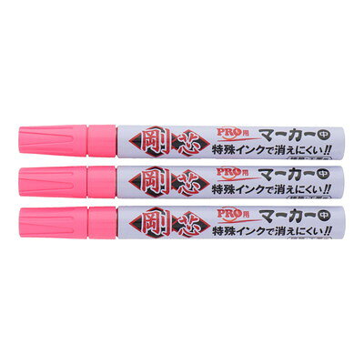 【商品説明】●【特長】鮮やかな発色により、暗がりでも見えやすい。ペン先が摩耗しにくく、インキがなくなるまで使用できます。耐光性・耐水性に優れ、屋外での使用に適しています。●【用途】鉄、鋼材、木材、合成樹脂、ガラス、ゴムへのマークチェック用、建築資材、工業用マークチェック用、屋外用備品へのマーキング、ボルト、タッピングマークなどに●カラー:蛍光ピンク●包装形態:3本入●油性・不透明●筆記線2mm●蛍光ピンク※メーカーの都合によりパッケージ、内容等が変更される場合がございます。当店はメーカーコード（JANコード）で管理をしている為それに伴う返品、返金等の対応は受け付けておりませんのでご了承の上お買い求めください。【代引きについて】こちらの商品は、代引きでの出荷は受け付けておりません。【送料について】北海道、沖縄、離島は送料を頂きます。