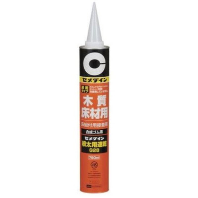 【商品説明】●根太と床下地貼り合板の接着に最適。●床鳴り防止効果が高い速乾性の根太組付用接着剤です。【用途】●根太と床材の接着。木質フロア仕上材と捨板合板、パーティクルボードなどの木質下地材の施工。木質フロア仕上材と根太の施工。●容量：760mL●主成分：合成ゴム系溶剤形接着剤●外観：淡黄色ペースト状●密度(g/cm3)：1.07●標準塗布量：根太組付　約17m/本(8mm径)●個装サイズ：φ66×413(mm)●個装重量：1250g●吸入した場合：空気の新鮮な場所に移し、呼吸しやすい体勢で休息させる。気分が悪いときは医師に連絡すること。●皮膚(又は髪)に付着した場合：直ちに汚染された衣類を全て脱ぐこと。皮膚を流水、シャワーで洗うこと。多量の水と石けん(鹸)で洗うこと。皮膚刺激が生じた場合：医師の診察、手当てを受けること。●目に入った場合：水で数分間注意深く洗う。コンタクトレンズを着用し容易に外せる場合は外し洗浄を続ける。眼の刺激が続く場合：医師の診察、手当てを受ける。●飲み込んだ場合：口をすすぐこと。無理に吐かせないこと。気分が悪いときは医師に連絡すること。●使用前に取扱説明書を入手すること。●全ての安全注意を読み理解するまで取り扱わないこと。●屋外又は換気の良い場所で使用すること。●保護手袋、保護衣、保護眼鏡、保護面を着用すること。●指定された個人用保護具を使用すること。●換気の良い場所で保管すること。涼しいところに置くこと。●施錠して保管すること。●直射日光を避け容器を密閉し5℃〜35℃で保管する。●環境への放出を避けること。●内容物・容器を地方、国の規則に従って廃棄する。※メーカーの都合によりパッケージ、内容等が変更される場合がございます。当店はメーカーコード（JANコード）で管理をしている為それに伴う返品、返金等の対応は受け付けておりませんのでご了承の上お買い求めください。【代引きについて】こちらの商品は、代引きでの出荷は受け付けておりません。【送料について】北海道、沖縄、離島は送料を頂きます。