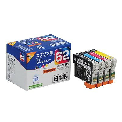 【商品説明】●ジットインクは安心の日本製。●本社である南アルプス市の工場で、一つ一つ心を込めて、生産から梱包までを行っています。●ISO9001の認証取得工場で生産されている信頼できる製品です。●ジットのリサイクルインクは使い終わった純正インクカートリッジを回収し、独自で開発した最新技術を用いてクリーニングやインクの充填をして再度利用できるようにした環境配慮型製品です。●ジットリサイクルインクは、グリーン購入法（国等による環境物品等の調達の推進等に関する法律）に適合している、環境にやさしい商品。●カートリッジ自体を再利用することにより、ごみ排出削減など地球環境に貢献した商品です。●純正型番：IC4CL62●対応プリンタ：PX-204/PX-205/PX-403A/PX-404A/PX-434A/PX-504A/PX-504AU/PX-605F/PX-605FC3/PX-605FC5/PX-675F/PX-675FC3※メーカーの都合によりパッケージ、内容等が変更される場合がございます。当店はメーカーコード（JANコード）で管理をしている為それに伴う返品、返金等の対応は受け付けておりませんのでご了承の上お買い求めください。【代引きについて】こちらの商品は、代引きでの出荷は受け付けておりません。【送料について】北海道、沖縄、離島は送料を頂きます。