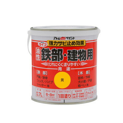 【商品説明】●鮮やかな色と美しい光沢の1回塗り。●屋内外の木部・鉄部など広い用途に塗れる。●商品サイズ(約):D112×W112×H118mm●商品重量(約):1020g●【属性・仕上がり感・塗り回数】:油性つやあり/1回塗り●【用途】:【用途】:門扉、鉄骨、フェンス、パイプ、シャッター等/窓枠、外板、戸袋、板塀等●【塗り面積】:200ML/1.7m2(タタミ約1枚)0.7L/6〜8m2(タタミ約4枚)1.6L/14〜19m2(タタミ約10枚)7L/60〜80m2(タタミ約40枚)●【表面乾燥時間】:夏期/約3〜4時間、冬期/約6〜8時間(※気温23℃、湿度50%時の場合)●【うすめ液/刷毛洗い】:通常/不要、濃い時/ペイントうすめ液ハケ洗い/ペイントうすめ液●色見本はご使用端末により若干の誤差がございますので、ご注意ください。●トタン、スレート、コンクリートには塗れません。●塗り重ねる場合は、夏季で1日、冬季で2日以上乾かしてから塗ってください。●厚塗りをすると、チジミ現象が発生する可能性があります。※メーカーの都合によりパッケージ、内容等が変更される場合がございます。当店はメーカーコード（JANコード）で管理をしている為それに伴う返品、返金等の対応は受け付けておりませんのでご了承の上お買い求めください。【代引きについて】こちらの商品は、代引きでの出荷は受け付けておりません。【送料について】北海道、沖縄、離島は送料を頂きます。