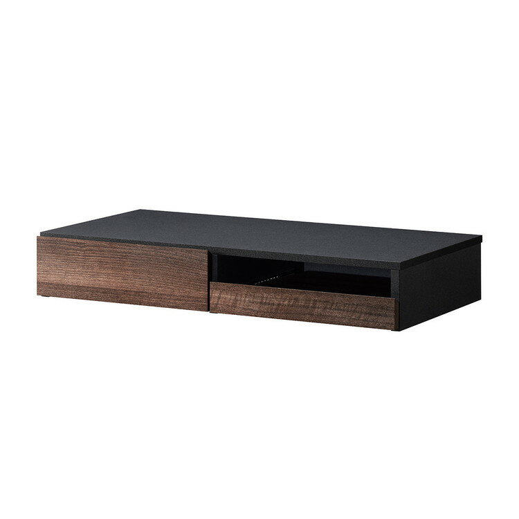 Slim Kitchen Racks - レンジ下スライドテーブル 引き出し付 ブラック×ブラウンRDS-0280SL-BDB RDS-0280SL-BDB(代引不可)【送料無料】