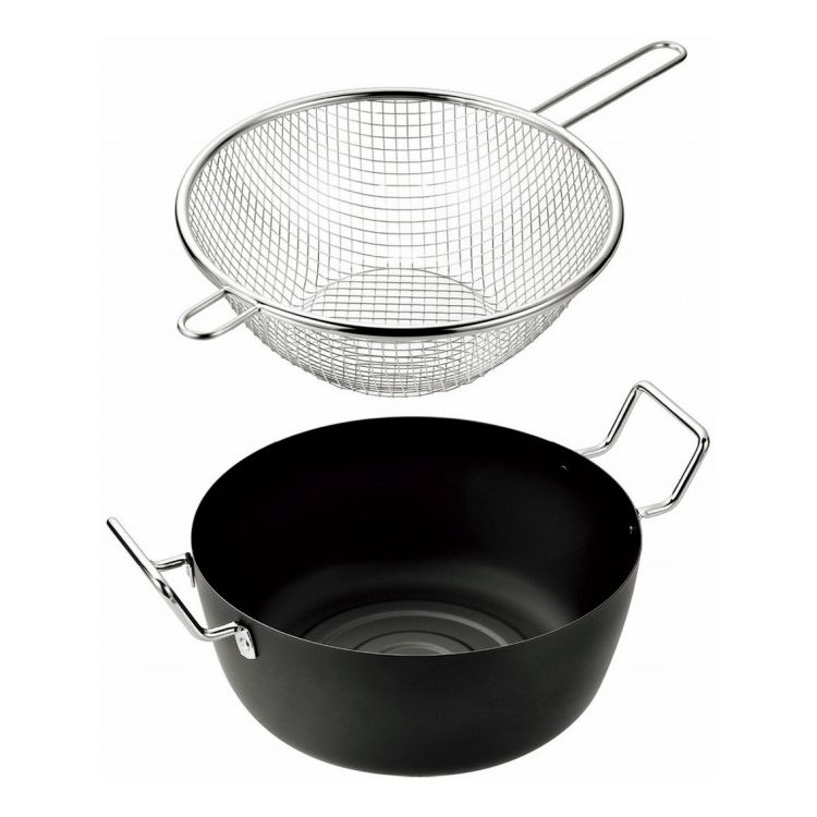 よこやま 天ぷら鍋22cm&手付きフライヤー22cm EJTF-500(代引不可)【送料無料】