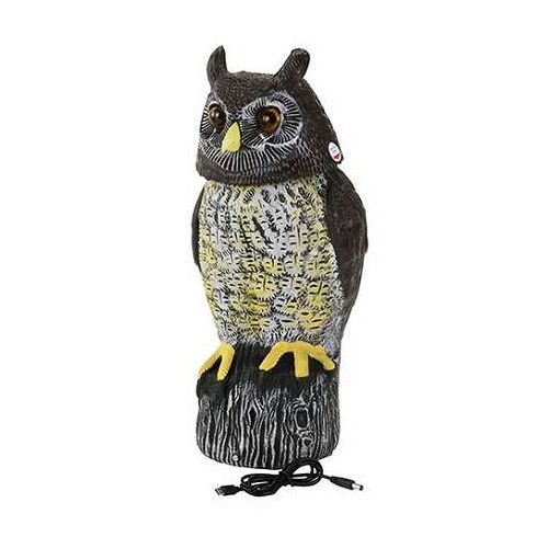 【用途】●害鳥・害獣の忌避。【商品説明】●害鳥を傷つけずに追い払います。●センサー式で首を振り、光る眼と音で害鳥を威嚇します。●3段階の電源スイッチで用途にあわせてお使い頂けます。●3つのモードは(1)停止、(2)首回る・眼が光る、(3)首回る・眼が光る・音が出る、となります。●状況によって異なりますが防滴構造を備えています。《スペック》■ソーラーパネル充電時間：約15時間(全日光時)。■センサー感知角度：360度。■センサー感知距離：8m。■動作時間：6秒動作→5秒休止→6秒動作。バッテリー■タイプ：バッテリーリチウムポリマー電池600mAh3.7V。《材質》■ポリスチレン樹脂。《付属品》■付属品：充電用ケーブル。【代引きについて】こちらの商品は、代引きでの出荷は受け付けておりません。【送料について】北海道、沖縄、離島は送料を頂きます。